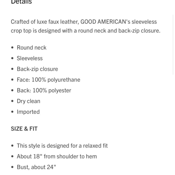 NWT Good American Vegan Leather Tan Top - Picture 5 of 8